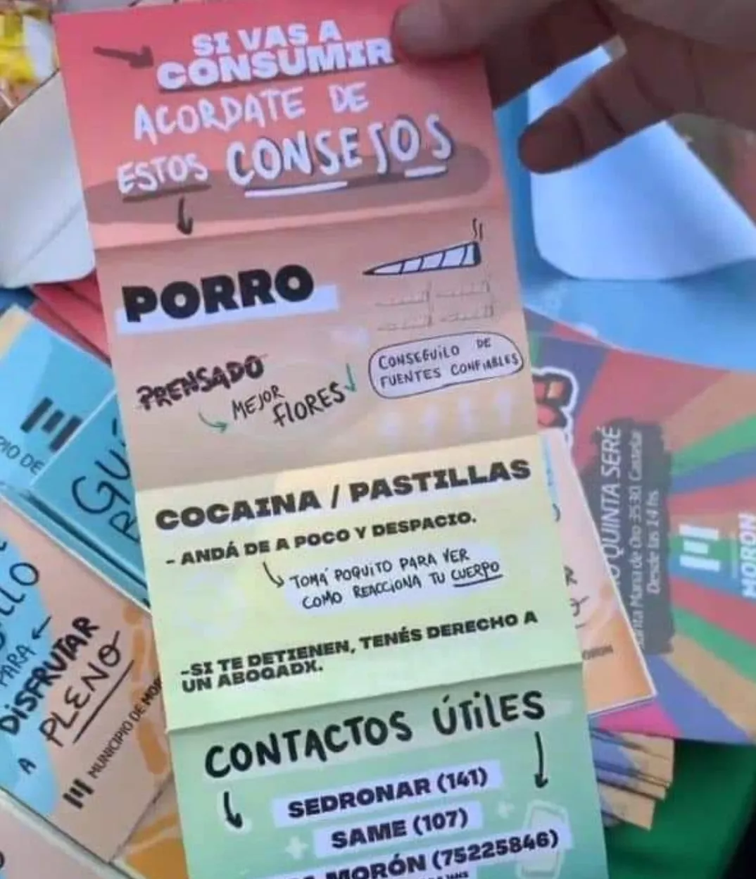 Fuerte polémica y críticas por folletos sobre el consumo de drogas que difundió la Municipalidad de Morón