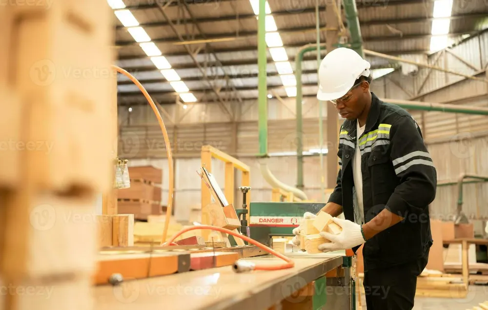 young-man-worker-work-in-a-woodworking-factory-working-with-wood-sawing-and-cutting-machines-to-produce-wooden-sheets-for-making-pallets-photo